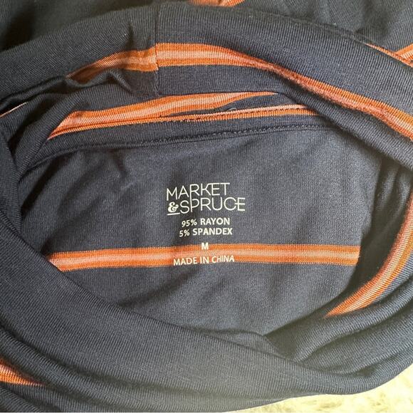 Market & Spruce Size M Navy Blue Striped Turtleneck Top NWT Neutral Layering - Picture 7 of 8